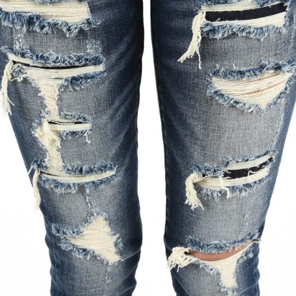 NWT Dark Wash Destructed Jeans - Picture 2 of 4